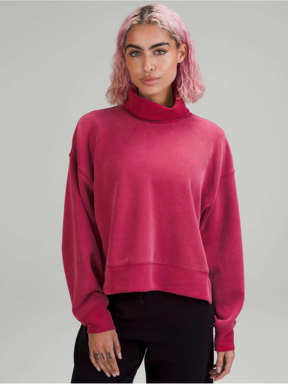 lululemon athletica Rose Pink Mock Turtleneck Sweater